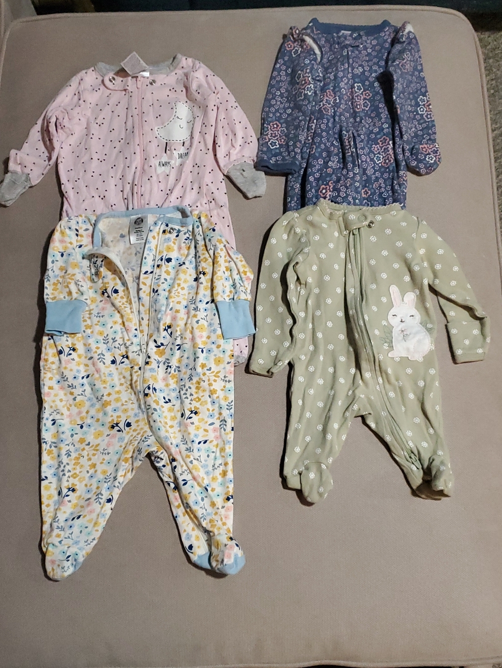 4 Piece Bundle Newborn Girls One-Piece Footies